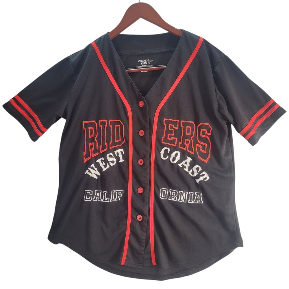 Orange Kiss California Biker Jersey Medium West Coast Riders Motorcycle Button‎